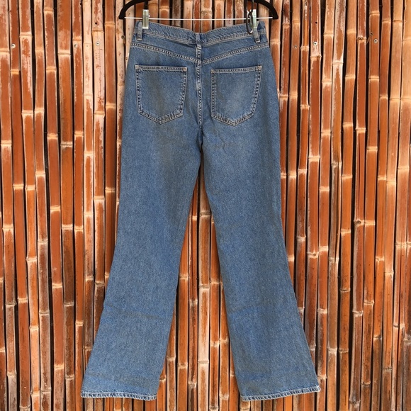 NEW FREE PEOPLE We The Free Blue Snap Slit Flare Jeans 26 NWT - Picture 5 of 14